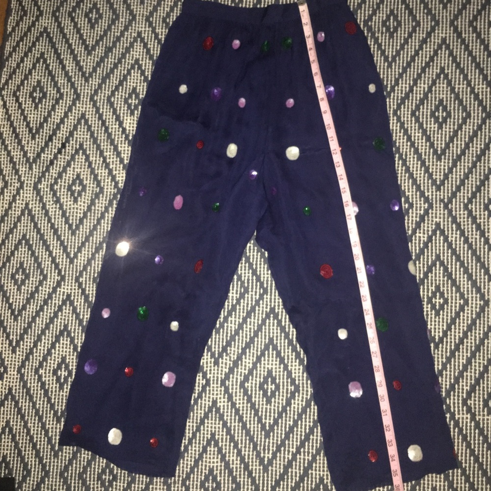 Vintage Silk Wide legged Cropped Polka dot Pants